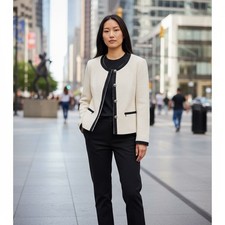 Talbots Grosgrain-Trim Tweed Jacket