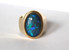 8.24 Carat Black Opal Gemstone October Birthstone Men's Ring
