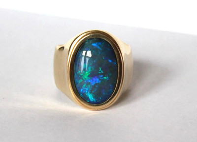 8.24 Carat Black Opal Gemstone October Birthstone Men's Ring