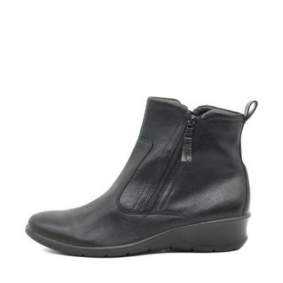 ECCO Damen Soft 2.0 Stiefeletten Schwarz Leder Atmungsaktiv, Leicht, EU 40