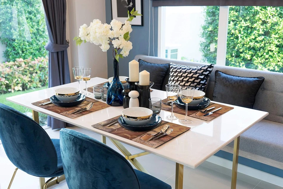 Vinyl Rectangular Placemats Set of 4 - Non Slip Place Mats Ideal for Indoor and - Image 3 of 4