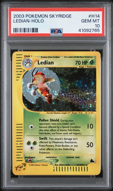 2003 Pokemon Skyridge Ledian Holo #H14 Swirl PSA 10 Gem Mint