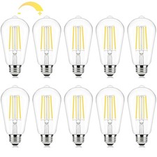LED Edison Bulbs Filament Warm White E26 Classic Clear Glass 10-Pack