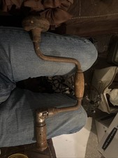 2x Vintage Antique 10" Hand Drill One Missing One Piece One Complete