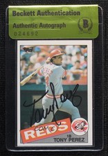 BAS 1985 Topps Tony Perez #675 Authentic Auto HOF ow6