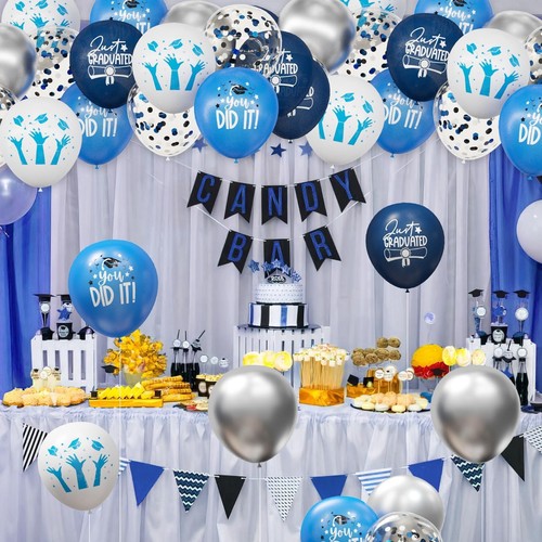 2025 Graduation Party Decorations, 70pcs Grad Balloons Blue and White Graduat... - Picture 6 of 7