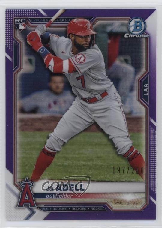 2021 Bowman Chrome Purple Refractor 197/250 Jo Adell #42 1dm4