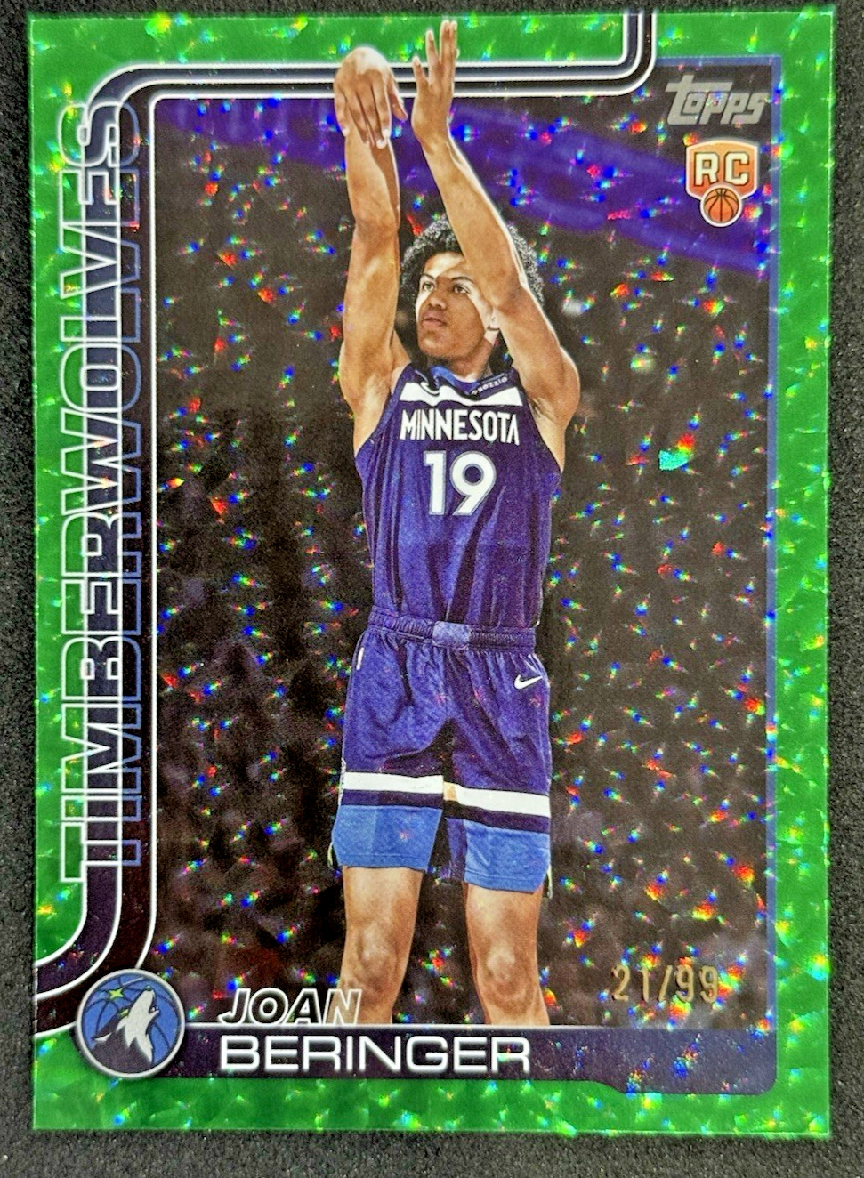 2025-26 Topps Joan Beringer #217 Green Crackleboard Foil /99 RC Timberwolves
