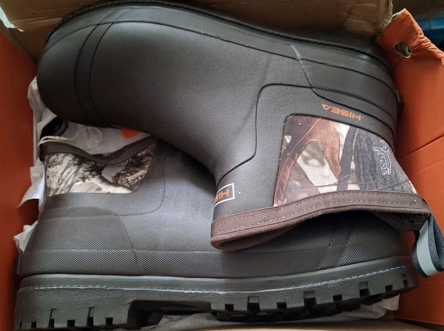 HISEA Men Ankle Rain Boots Rubber Waterproof Non-Slip Outdoor Work Boot Size 12