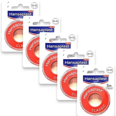 5x Hansaplast Heftpflaster a 5m x 1,25cm braun wasserfest Verbandsmaterial - Bild 1 von 4