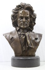 Superb Bronze Bust of Beethoven - Solid Marble Base - 31cm High - Signed