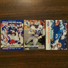 3 Barry Sanders LIONS 1990 Pro Set PRO BOWL #413 HOF #794 & 1992 #13 NFL Cards