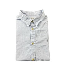 Allsaints Blue Gray Ram Logo Cotton S/S Men  s Button Front Size XS