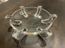 Large Vintage Clear Glass Cigarette - 10" Cigar Ashtray with 6 Rests B144