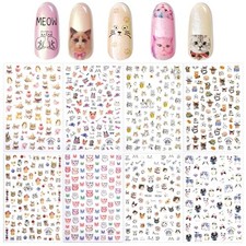 PHOGARY 8 Sheets Cat Nail Sticker for Nail Art Decoration False Nail Manicure