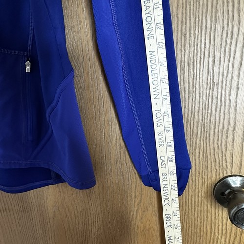 Athleta Damen Top Gr. XS Stretch Hoodie Daumenschlaufe Athleisure Taschen blau - Bild 9 von 10