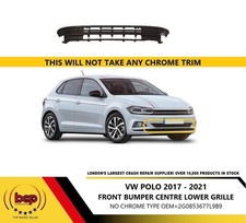 VW POLO 2017 - 2021 FRONT BUMPER LOWER CENTRE GRILLE NO CHORME 2G0853677L9B9
