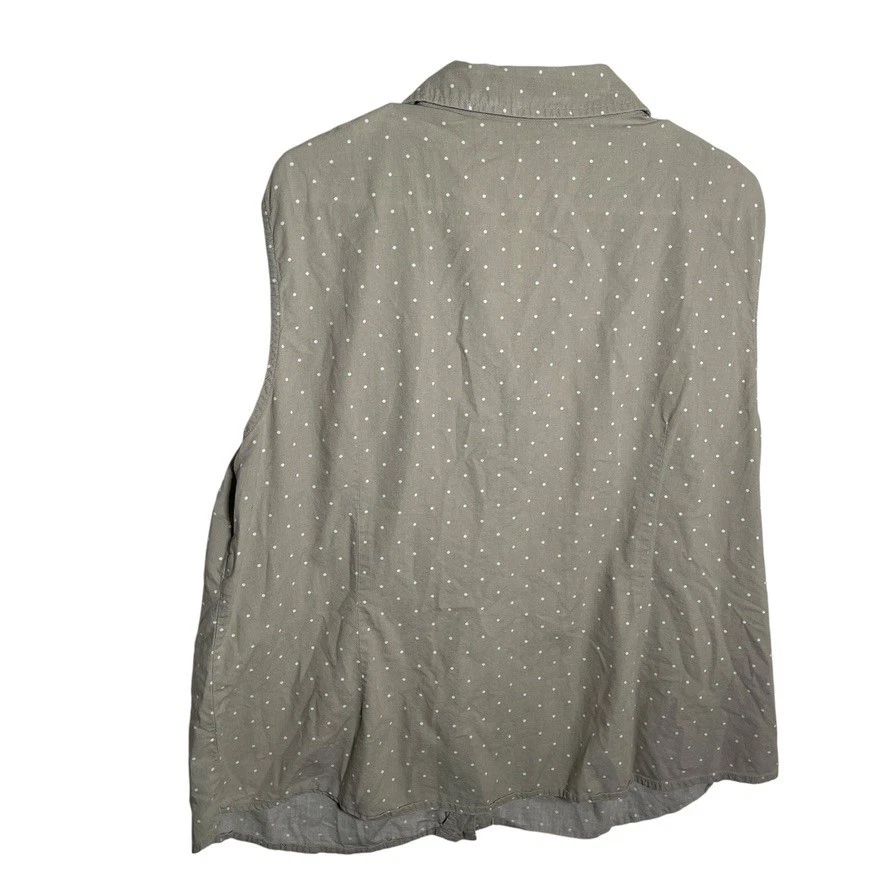 Blusa Erkia Para Mujer 1X Lunares Cuello en V Abotonada Sin Mangas Informal Camiseta sin Mangas Foto 4 de 4