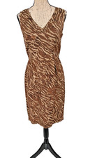 Banana Republic Dress Size 6 Brown Animal Print No Sleeve Midi