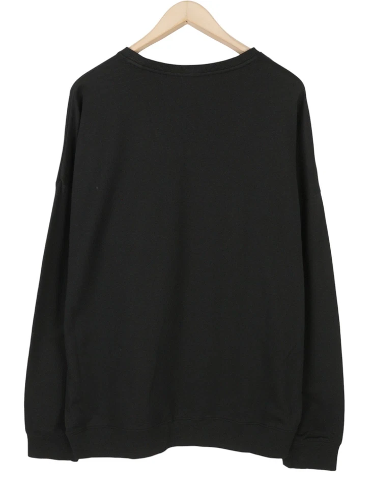 CALVIN KLEIN Homme Sweatshirt XL Noir Crew Logo Brodé Vêtements De Nuit Pull On - Photo 4/4