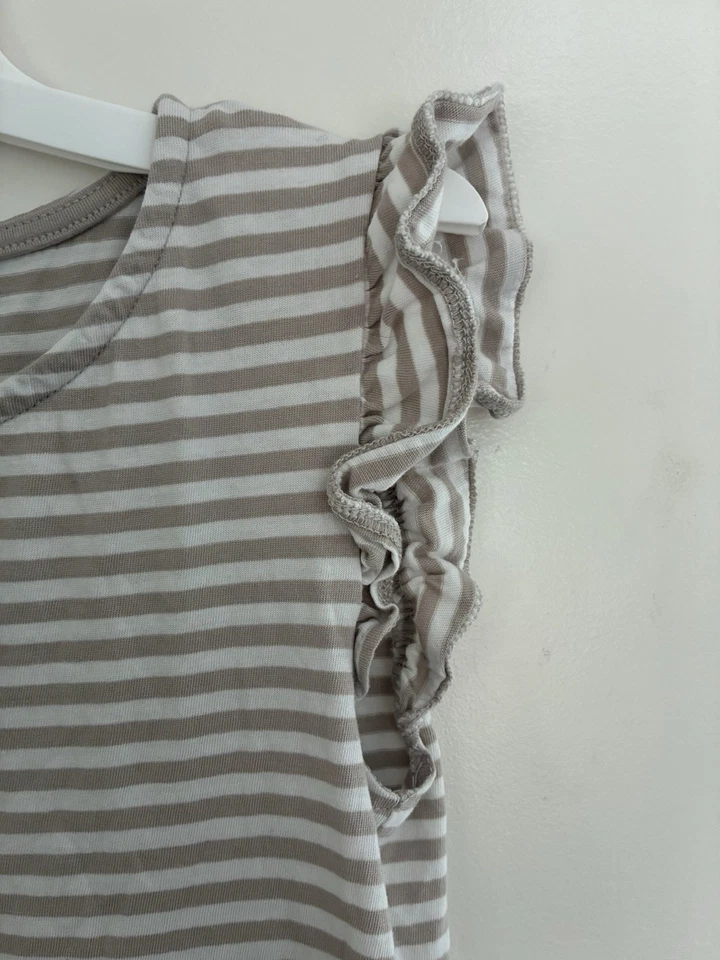 Vestido H&M Niños Niñas Rayas 100% Algodón Manga Volantes Calce y Acampanado Marrón 6X/7 Foto 4 de 4