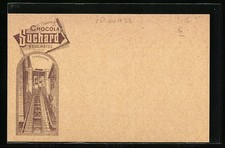 Lithographie Neuchâtel, Funiculaire, Fabrique de Chocola Suchard 