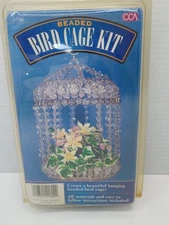 Vinatge CCA Beaded Safety Pin Hanging Bird Cage Bead Kit New Old Stock #6706