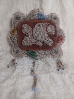 Native American Beadwork Whimsy Pillow Dove Iroquois Antique Early 1900s 
