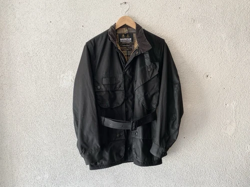A/W 2022 BARBOUR INTERNATIONAL blk ORIGINAL WAXED COTTON JACKET 38 motorcycle