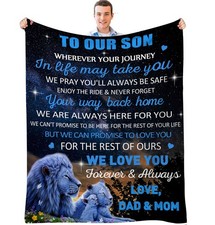 To My Son Blanket From Mom Dad Lion Flannel Throw Birthday Gift 60x80 Inch