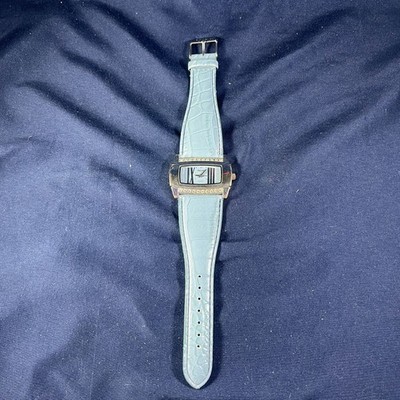 Bijoux Terner Womens Quartz Watch With Light Blue Croc-Embossed Band & Rhineston
