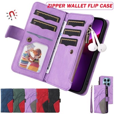 Für Xiaomi 17 15T Redmi Note15 14 13 Leder Wallet Hülle Flip Reißverschluss Case