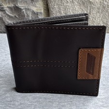 Dickies Men s RFID Blocking Bifold Wallet, Black/Brown, Logo Stitched Solid