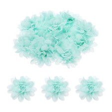 12pcs Chiffon Flowers, 3 Inch Mint Green Artificial Fabric Flowers for Crafts