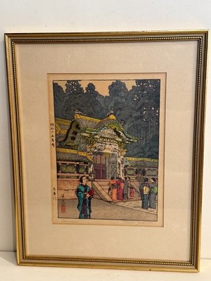 Japanese Woodblock Print Toshikata Mizuno  Okunomon  Signed Framed Ukiyo-e Style