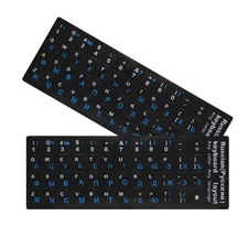 Russian - English keyboard stickers NON Transparent, (PVC) Top Quality Blue