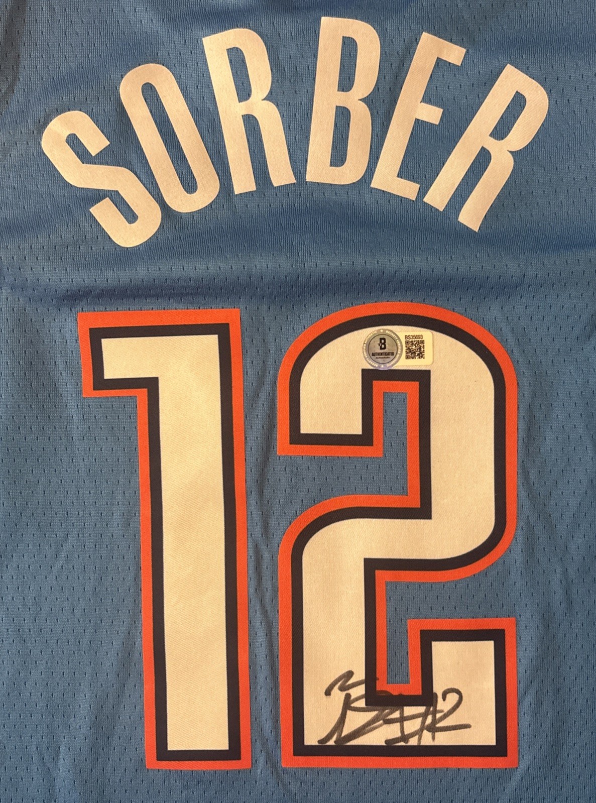 Thomas Sorber Autographed Signed Oklahoma City Thunder Jersey Beckett COA 