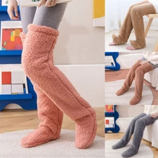 Legs Socks Over Knee High Fuzzy Plush Slipper Stockings Furry Long Leg Warmers