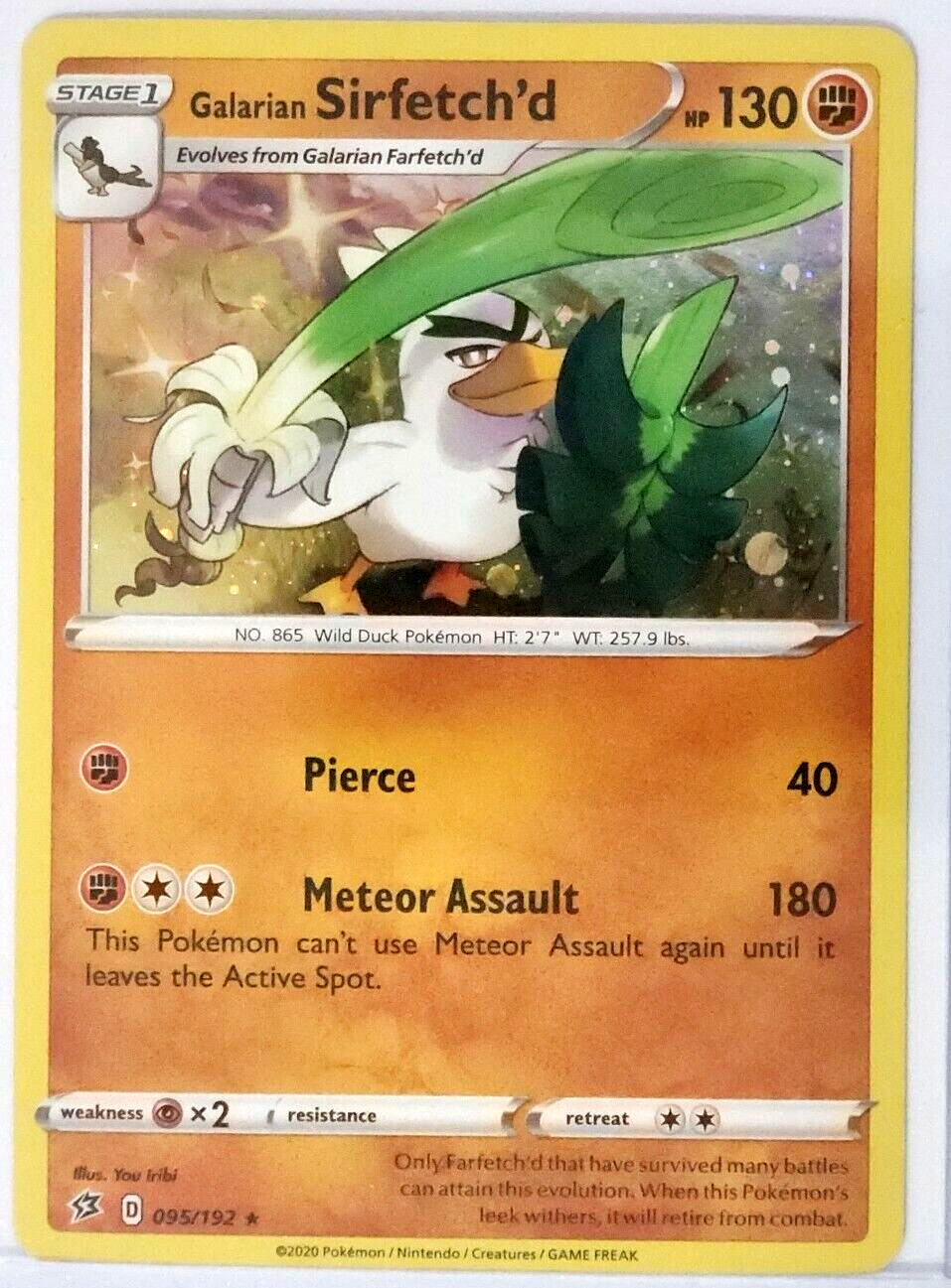 Galarian Sirfetch'd 095/192 - Rebel Clash - Foil - Pokemon Evolution Card  Set - Galarian Farfetch'd - Rare 2 Card Lot