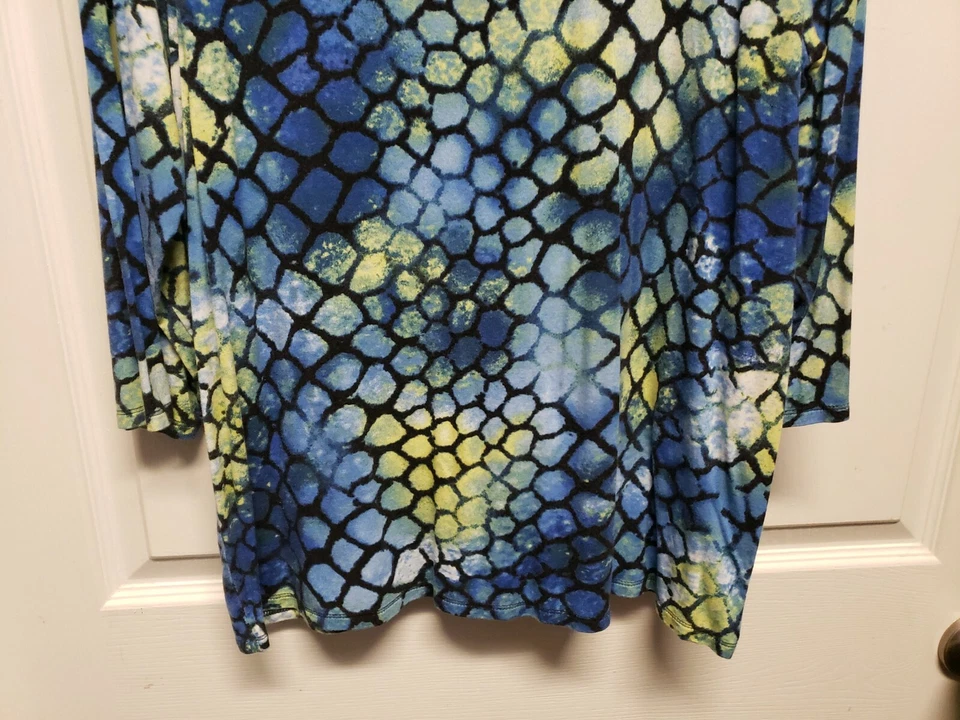 Top Essentials Mujer Talla 1X Amarillo Azul Blanco Mangas 3/4 Elástico Súper Suave Foto 3 de 4