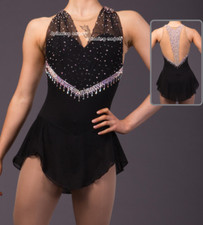 Girl custom ice skating dress spandex pink figure dresses competition black