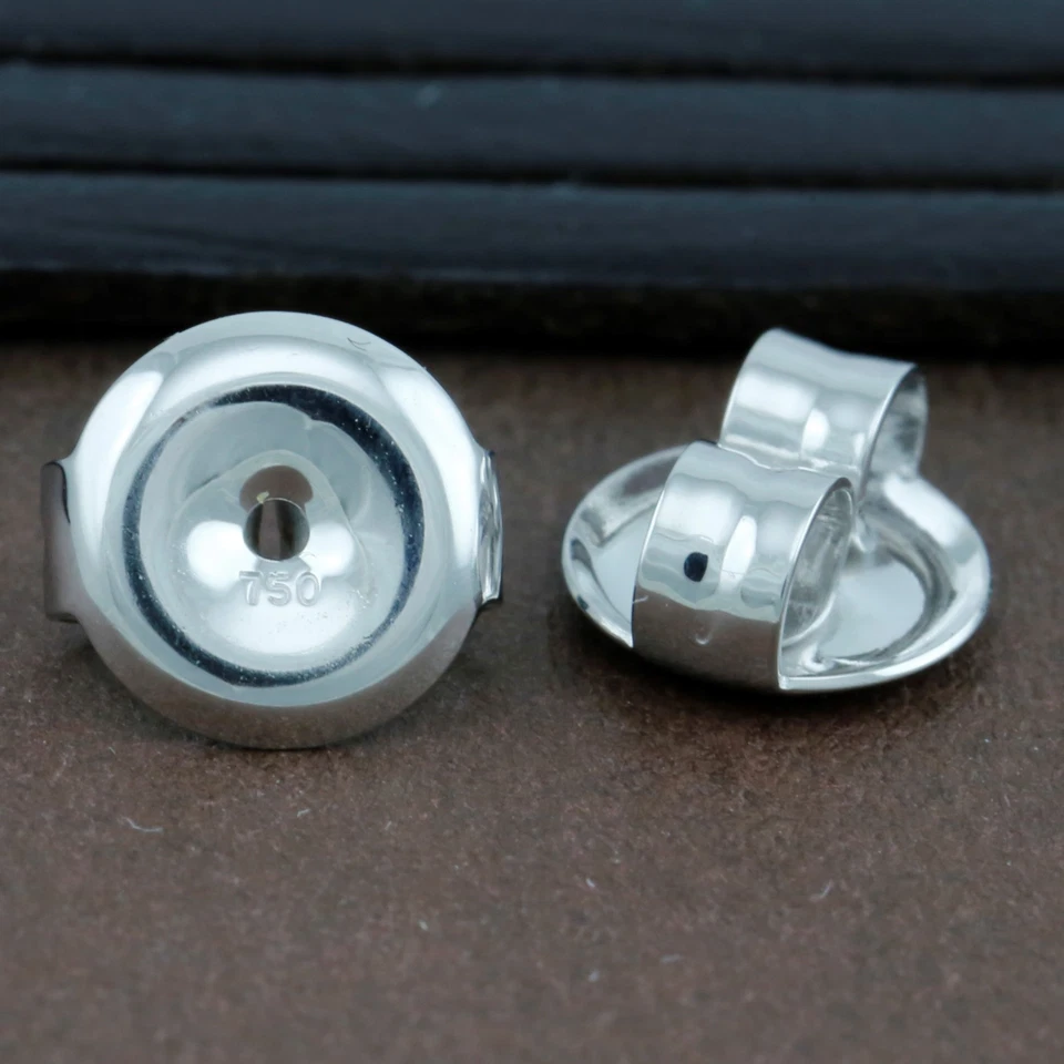 Pendientes mariposa de oro blanco macizo genuino de 18 quilates con respaldo de 7 mm - 1 par Foto 3 de 4