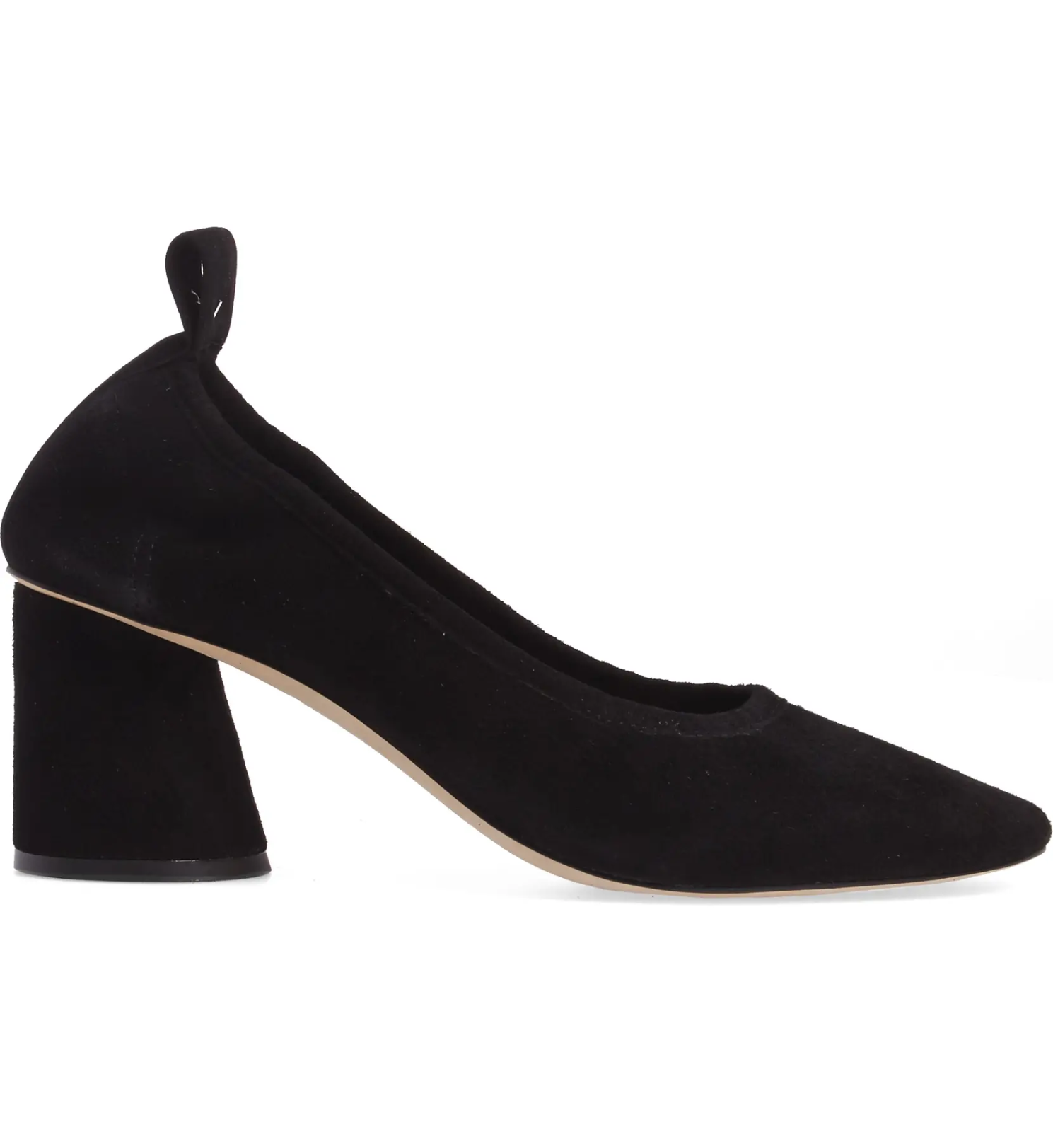 $300 TORY BURCH Therese Statement Heel Pump SUEDE BLACK GOLD LOGO 8 (SE15)