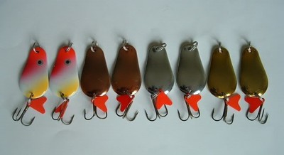 8 NEW Assorted Spoon Metal Fishing Lure Bait Lot 1.75'' treble hook jig  0.5oz
