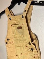 Vintage Fun Lee Boys 12 Months Overalls Khaki Brown Tan Pants Worker VTG Snaps