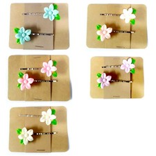 FLOWER with LEAF - Handmade Bobby PIn Hair clips Set of 2 You Choose Color SALE