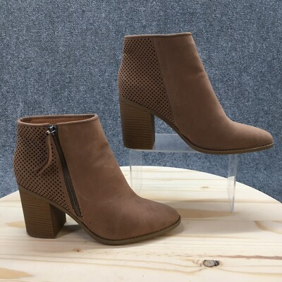 Universal Thread Boots Womens Ankle Booties Brown Suede
