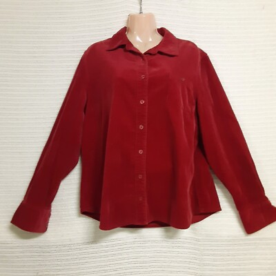 Basic Editions Women Corduroy Top Blouse Shirt Size XL Maroon