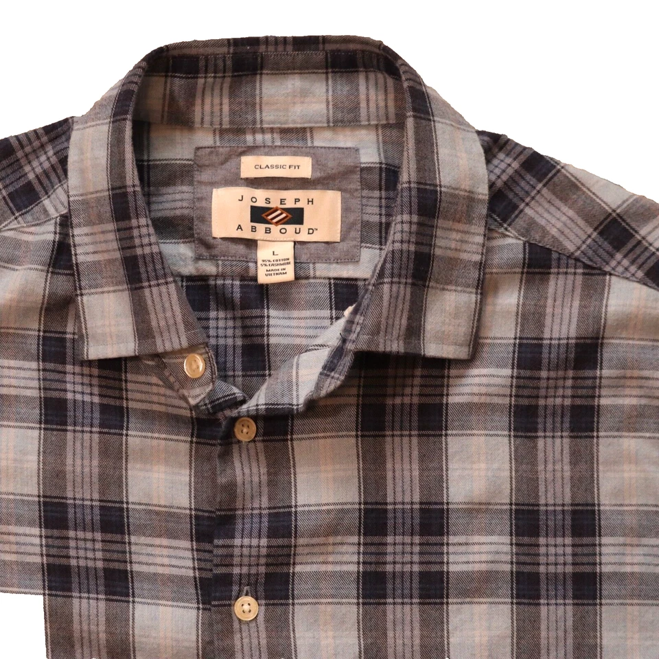 Camisa Joseph Abboud Para Hombre Grande Azul A Cuadros Manga Larga Algodón Abotonado Foto 4 de 4