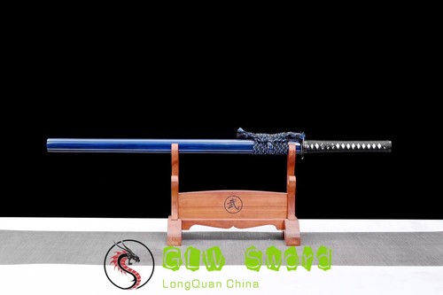 Fully Blue High Manganese Steel Katana Full Tang Sharp Knife Japan Samurai Sword - Bild 10 von 10